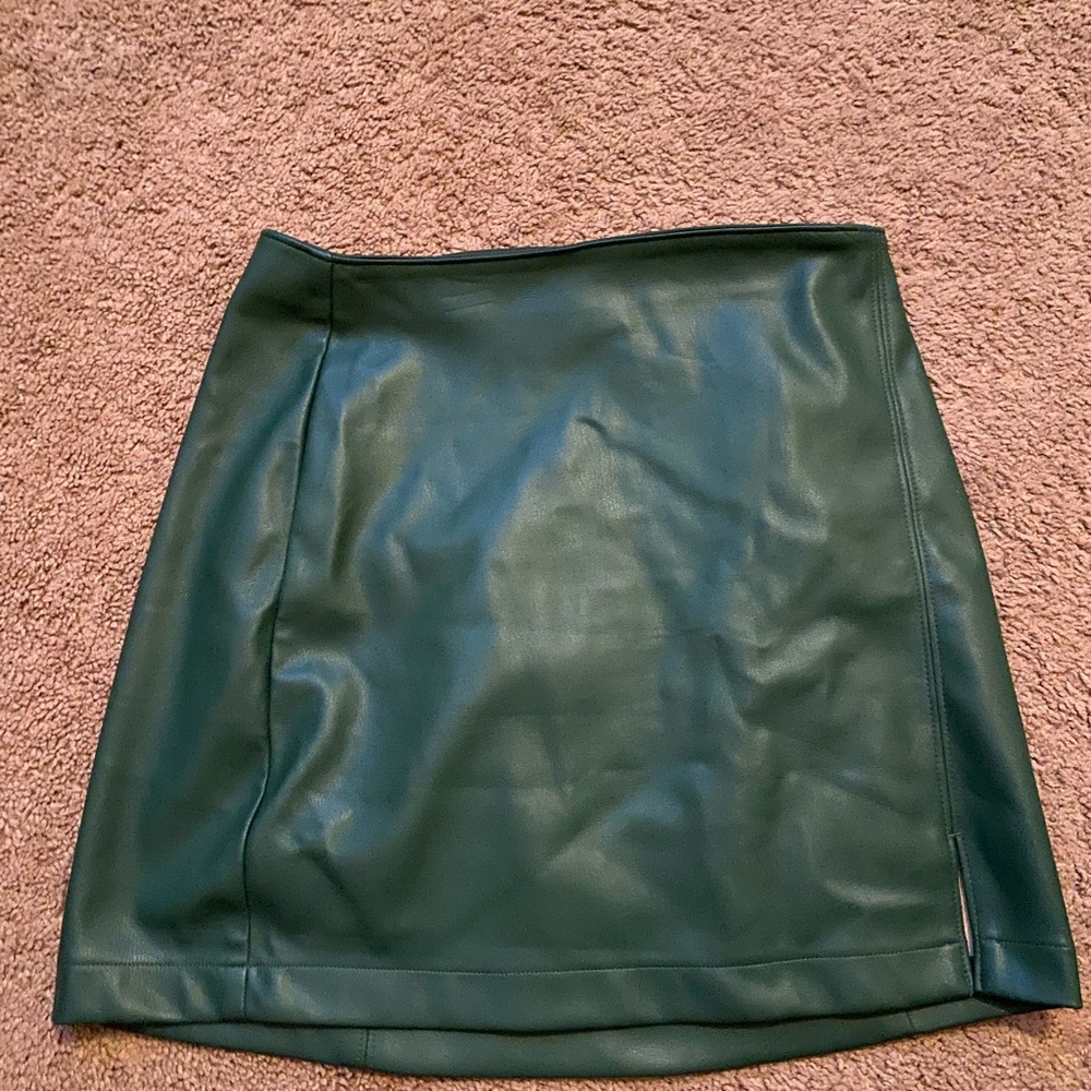 NWOT Hollister Teal Leather Mini Skirt